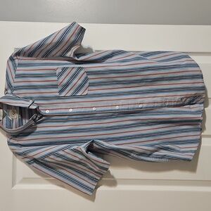 Volcom Classic Fit Striped Blue Men's Button Up Shirt, Size Large